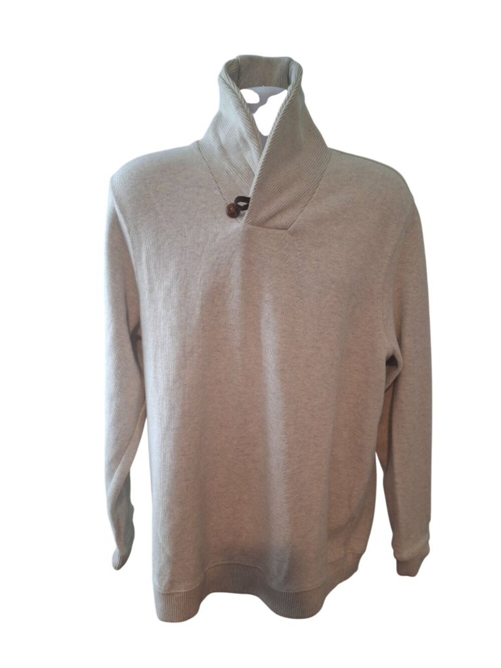Tasso Elba Mens XL Gray Shawl Collar Cotton Sweater Pullover Quiet Luxury Knit